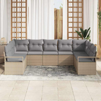 Sofa Sæt 9 stk. Beige polyrattan