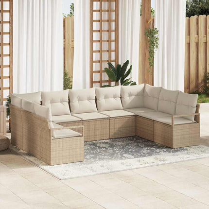 Sofa Sæt med pude 9 pcs Beige polyrattan