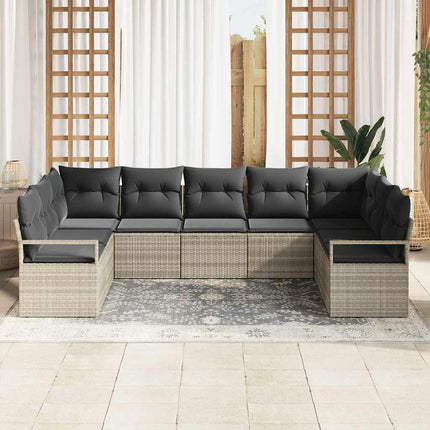 Sofa Sæt med pude 9 pcs Lysegrå polyrattan