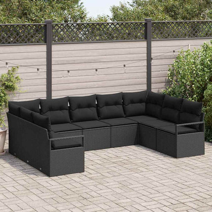 Sofa Sæt 9 stk. Sort polyrattan