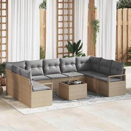 Sofa Sæt 10 stk. Beige polyrattan