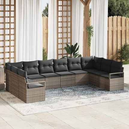 Sofa Sæt med pude 10 pcs Grå polyrattan