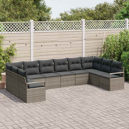 Sofa Sæt med pude 10 pcs Grå polyrattan
