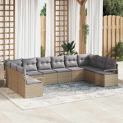 Sofa Sæt med pude 10 pcs Beige polyrattan