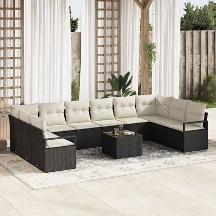 Sofa Sæt 11 stk. Sort polyrattan