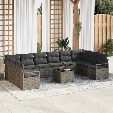 Sofa Sæt med pude 11 pcs Grå polyrattan