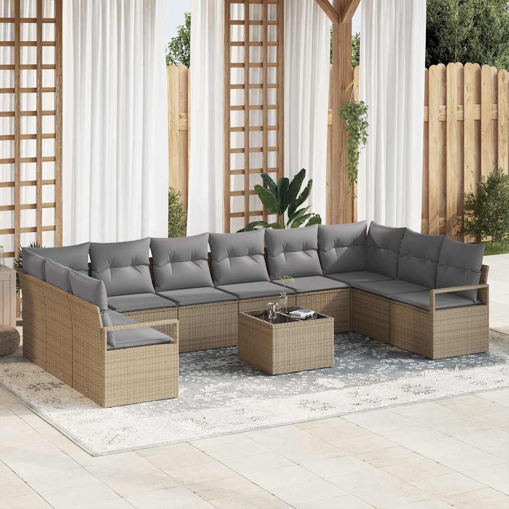 Sofa Sæt med pude 11 pcs Beige polyrattan