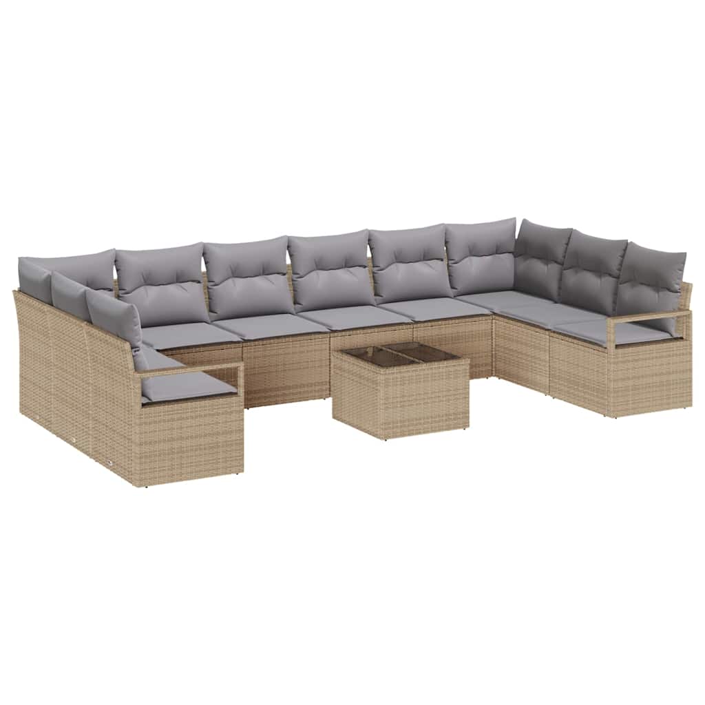 Sofa Sæt med pude 11 pcs Beige polyrattan