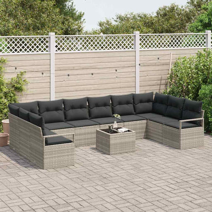 Sofa Sæt med pude 11 pcs Lysegrå polyrattan
