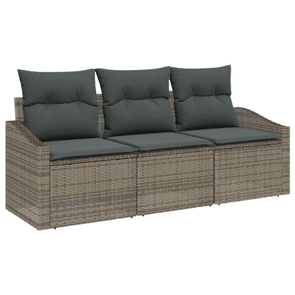 Sofa Sæt med pude 3 pcs Grå polyrattan