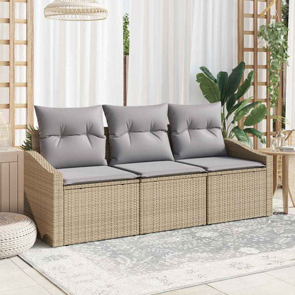 Sofa Sæt med pude 3 pcs Beige polyrattan