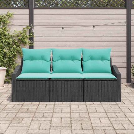 Sofa Sæt 3 stk. Sort polyrattan