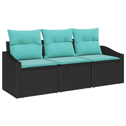 Sofa Sæt 3 stk. Sort polyrattan