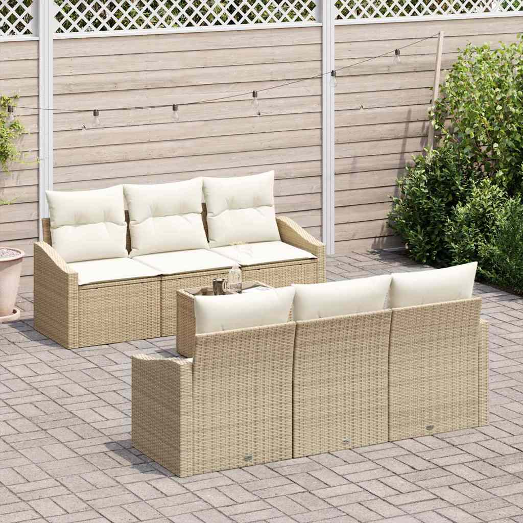 Sofa Sæt med pude med pude 7 pcs Beige og creme polyrattan