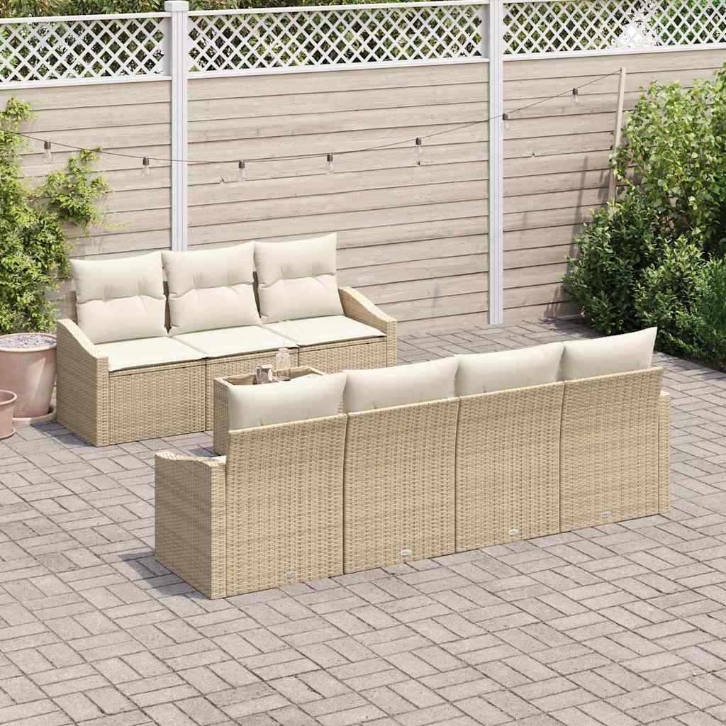 Sofa Sæt med pude med pude 8 pcs Beige og creme polyrattan