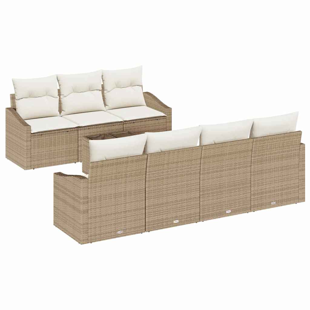 Sofa Sæt med pude med pude 8 pcs Beige og creme polyrattan