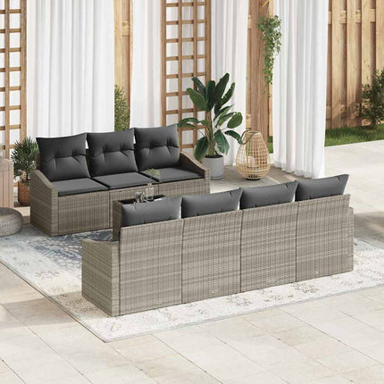 Sofa Sæt med pude med pude 8 pcs Lysegrå polyrattan