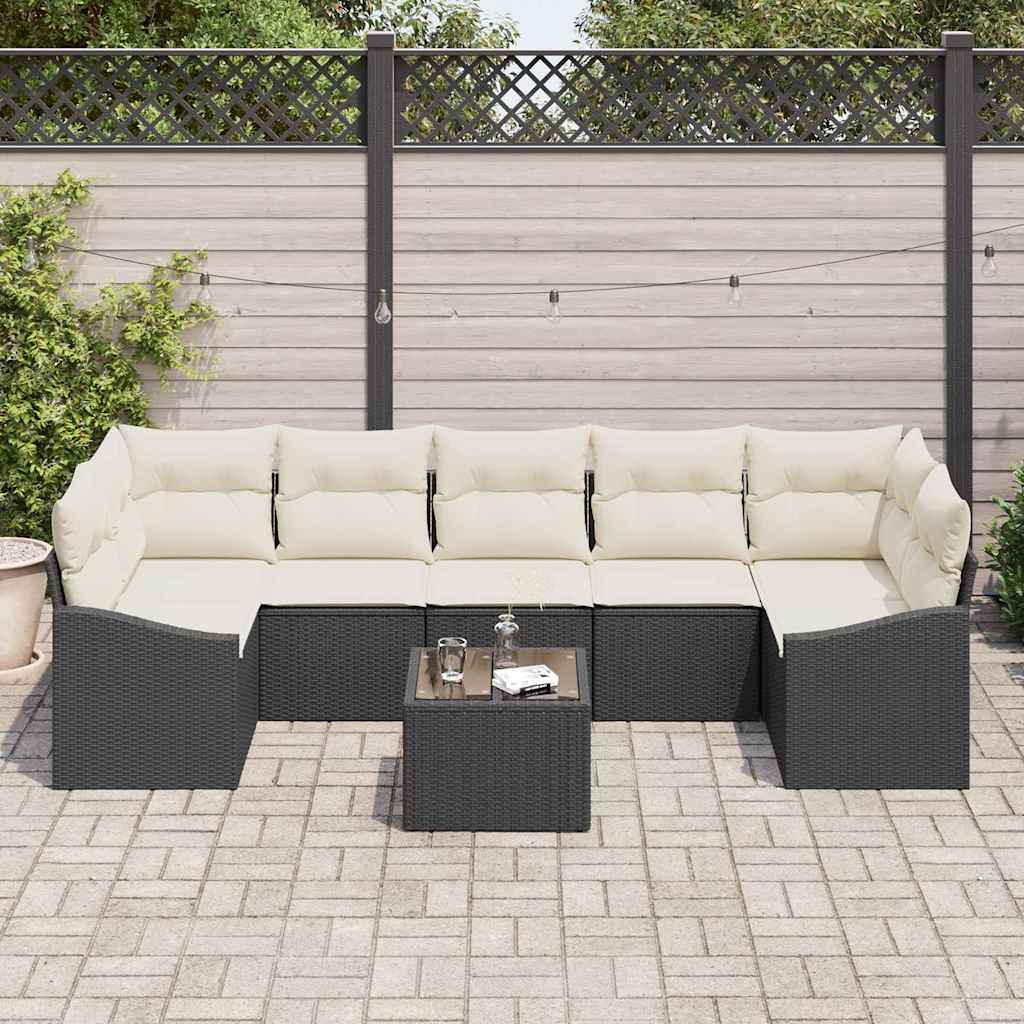Sofa Sæt med pude Sort og Cream 55 x 55 x 37 cm polyrattan