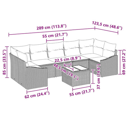 Sofa Sæt med pude Sort og Cream 55 x 55 x 37 cm polyrattan