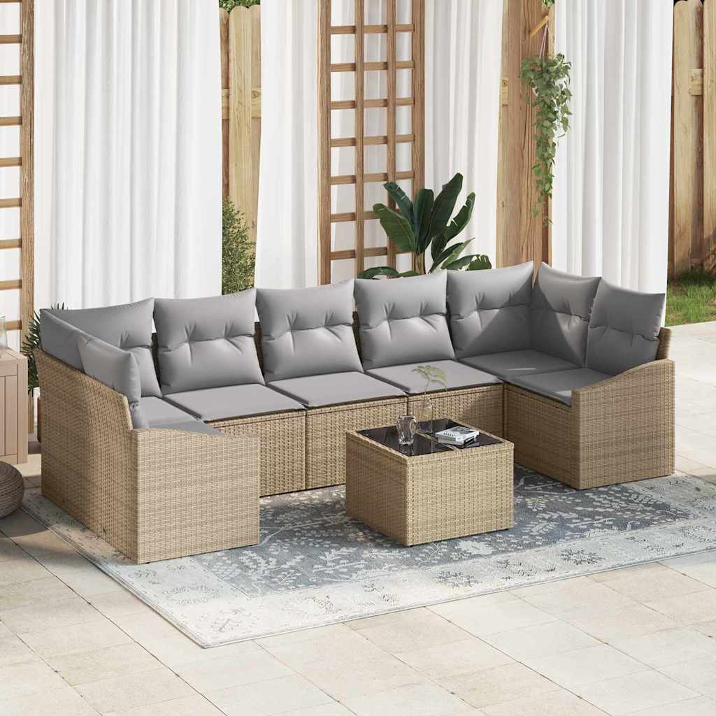 Sofa Sæt med pude Beige og lys grå 55 x 55 x 37 cm polyrattan