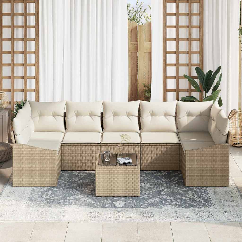 Sofa Sæt med pude Beige og creme 55 x 55 x 37 cm polyrattan