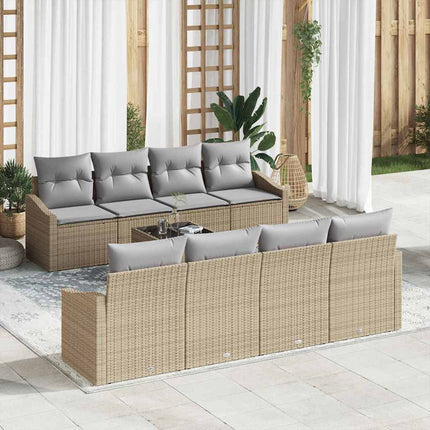 Sofa Sæt 9 stk. Beige og lys grå polyrattan