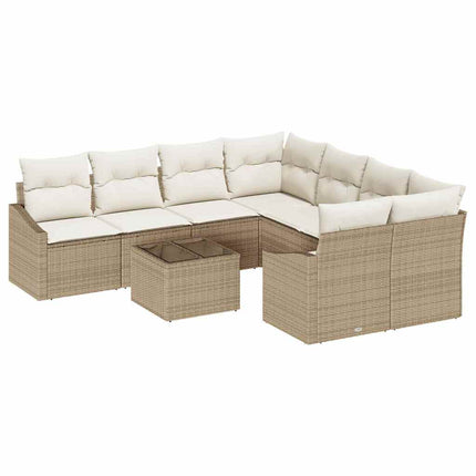 Sofa Sæt 9 stk. Beige og creme polyrattan