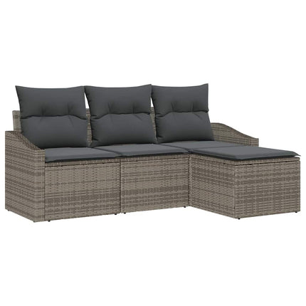 Sofa Sæt med pude 4 pcs Grå polyrattan