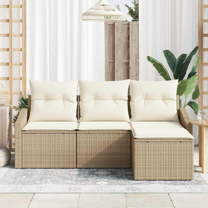 Sofa Sæt med pude 4 pcs Beige polyrattan