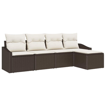 Sofa Sæt 5 stk. Brun polyrattan