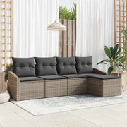 Sofa Sæt med pude 5 pcs Grå polyrattan