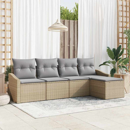 Sofa Sæt med pude 5 pcs Beige polyrattan