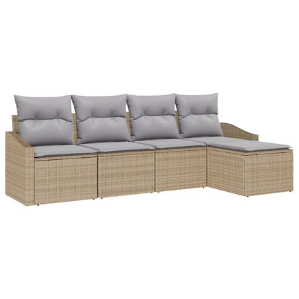 Sofa Sæt med pude 5 pcs Beige polyrattan