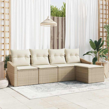 Sofa Sæt med pude 5 pcs Beige polyrattan