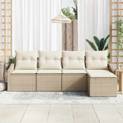 Sofa Sæt med pude 5 pcs Beige polyrattan