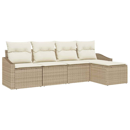 Sofa Sæt med pude 5 pcs Beige polyrattan