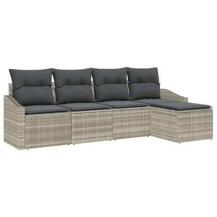 Sofa Sæt med pude 5 pcs Lysegrå polyrattan