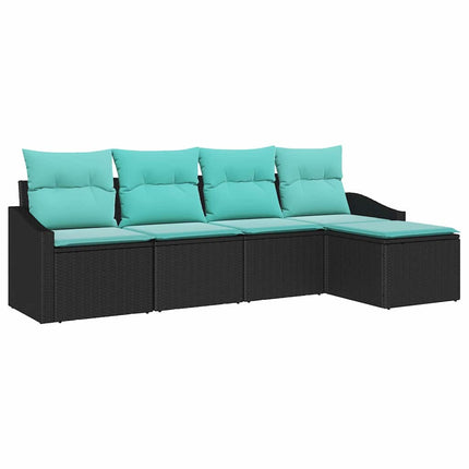 Sofa Sæt med pude 5 pcs Sort polyrattan