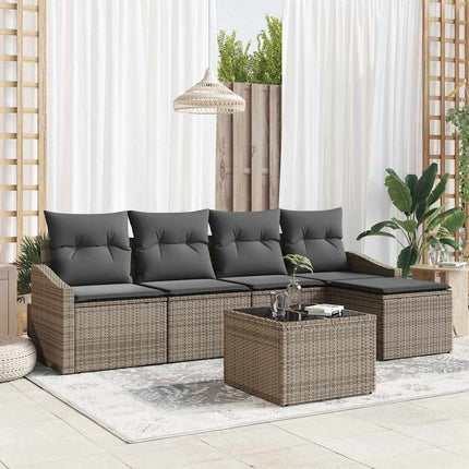Sofa Sæt 6 stk. Grå polyrattan