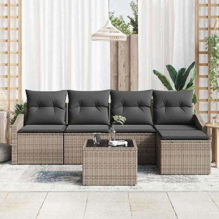 Sofa Sæt 6 stk. Grå polyrattan
