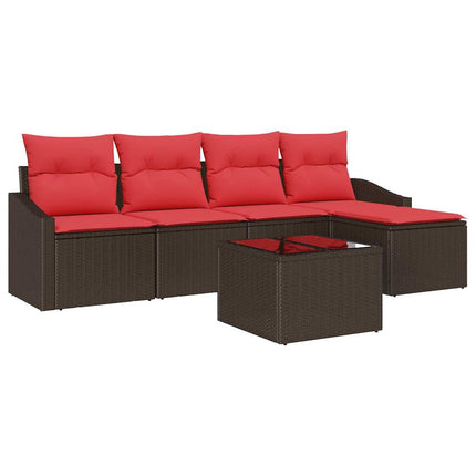 Sofa Sæt 6 stk. Brun polyrattan