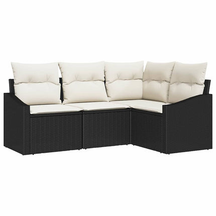Sofa Sæt 4 stk. Sort polyrattan