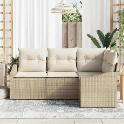 Sofa Sæt med pude 4 pcs Beige polyrattan
