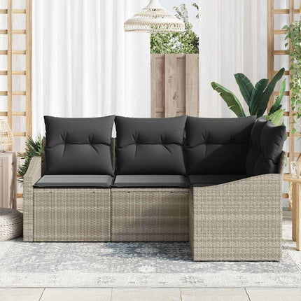 Sofa Sæt med pude 4 pcs Lysegrå polyrattan