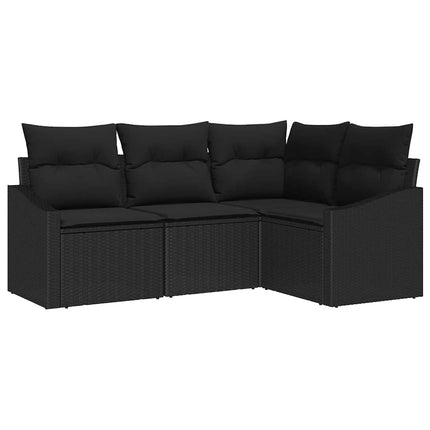 Sofa Sæt 4 stk. Sort polyrattan