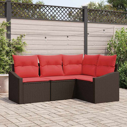 Sofa Sæt 4 stk. Brun polyrattan