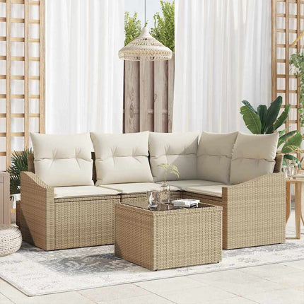 Sofa Sæt med pude 5 pcs Beige polyrattan
