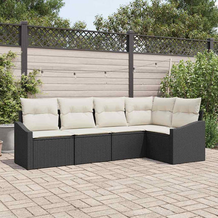 Sofa Sæt 5 stk. Sort polyrattan