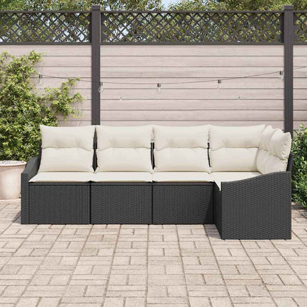 Sofa Sæt 5 stk. Sort polyrattan