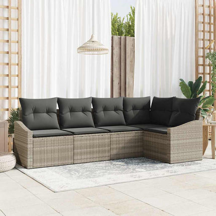 Sofa Sæt med pude 5 pcs Lysegrå polyrattan